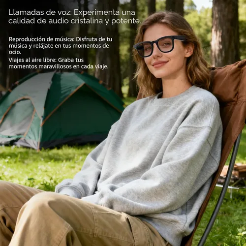 Miniatura 6 de Lentes inteligentes con cámara e IA, gafas de grabación de fotos y video de 8 MP con estabilización de imagen, traducción en vivo y control de voz