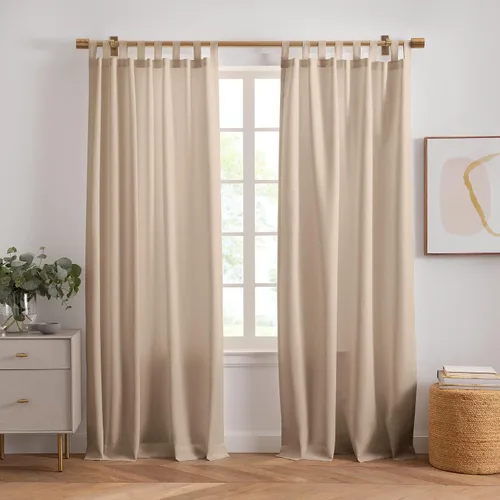 Elrene Home Fashions Rhodes - Juego de cortinas sólidas para interiores y exteriores, 2 paneles, 52 x 108 pulgadas, color gris pardo