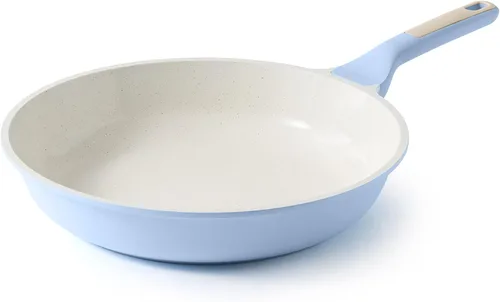 Miniatura 9 de SENSARTE Sartén antiadherente de cerámica de 8 pulgadas, sartén saludable no tóxica, sartén para tortilla compatible con inducción con mango Blanco