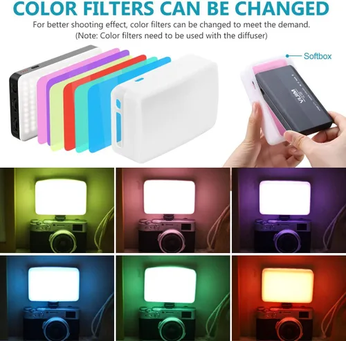 Miniatura 3 de VIJIM VL120 - Luz de video para cámara, mini luz de cámara LED bicolor, iluminación de fotografía portátil con 6 filtros de color, 3100 mAh