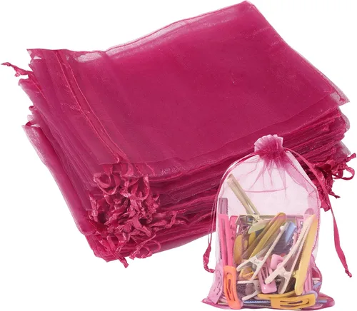 Miniatura 14 de Partyeah 50 bolsas de organza de 4 x 6 pulgadas, pequeñas bolsas de malla para joyas, bolsas con cordón para bolsas de regalo de organza de dulces