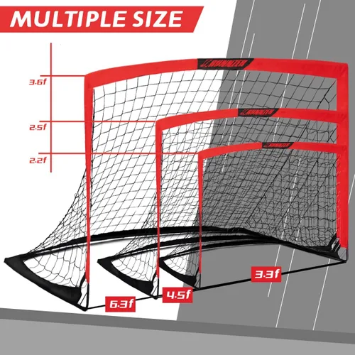 Miniatura 9 de L RUNNZER Portería de fútbol para niños, red de fútbol desplegable para patio trasero, juego de 2 con funda de transporte portátil