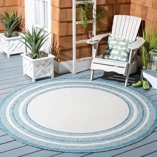Miniatura 30 de SAFAVIEH Alfombra lavable al aire libre Courtyard Collection – 4' x 5'7", beige oscuro y beige, no desprende pelusa y fácil de limpiar, ideal