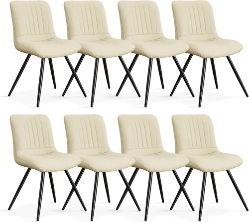 Miniatura 29 de Sillas de comedor, modernas sillas de comedor con cojines gruesos, sillas tapizadas de piel sintética para cocina, comedor con patas de metal