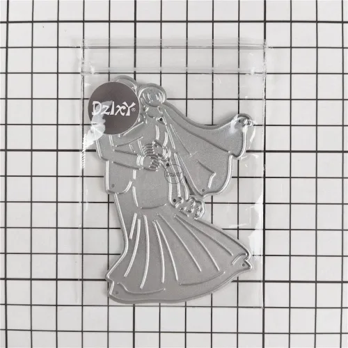 Miniatura 4 de DzIxY Hermosos vestidos de novia para novios, troqueles de corte de metal para hacer tarjetas, papel de relieve, troquelados, plantillas de máquina