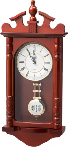 Miniatura 11 de VEVOR Reloj de pared vintage de abuelo, reloj de pared de madera de pino de 18 pulgadas con péndulo, relojes de pared de MDF con movimiento
