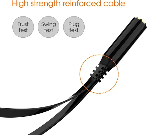 Miniatura 6 de Audífonos y micrófono Maeline bañado en oro de 3.5 mm hembra a 2 macho y Splitter de cable plano