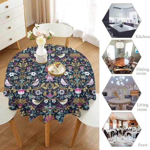 Miniatura 4 de Mantel Floral Retro de Pájaros, Diseño Original Bohemio William Morris Estampado Cubierta de Mesa para Hogar Picnic Fiesta Comedor Cocina William
