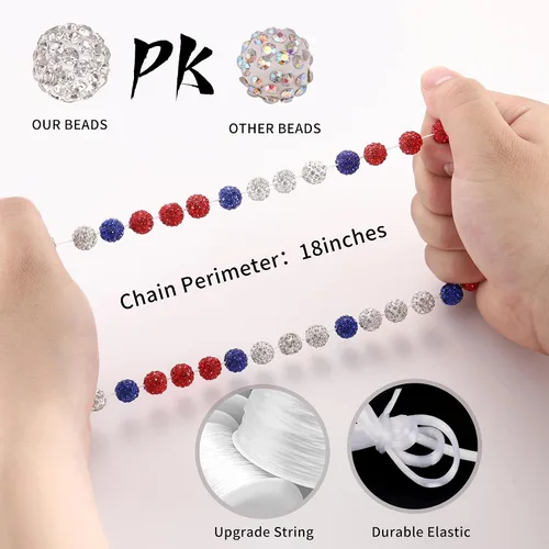 Miniatura 5 de SKQIR Collar de Cuentas de Béisbol para Hombres Bling Accesorios de Goteo de Béisbol con Diamantes de Imitación Brillantes para Hombres Colección