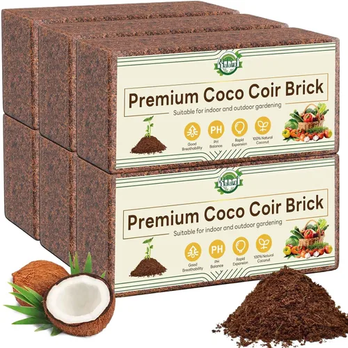 Halatool 6 piezas de ladrillos de coco orgánico para plantas, ladrillo de coco comprimido de fibra de coco sustrato de fibra de coco con bajo 6