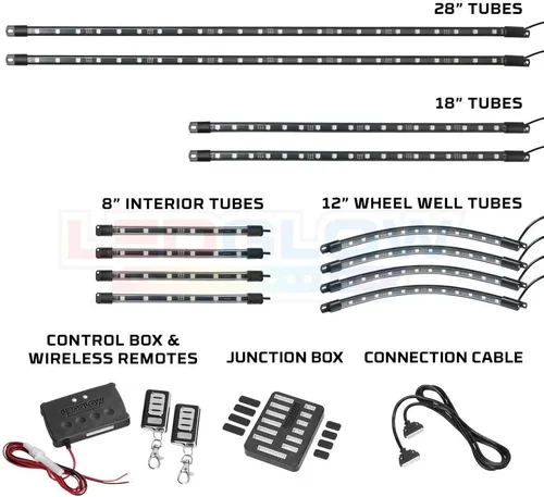 Miniatura 2 de LEDGlow Kit de iluminación de neón de 4 plazas LED de millones de colores con pozo de rueda y luces interiores para EZGO Yamaha Club Car