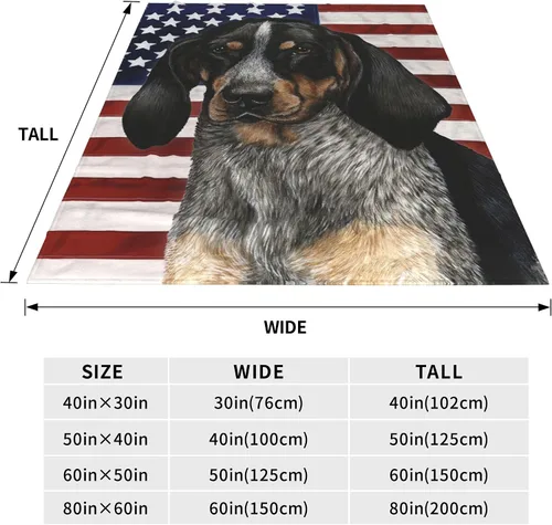 Miniatura 2 de Bluetick Coonhound - Manta de franela de forro polar, regalo de bandera estadounidense, manta patriótica de forro polar, edredón de franela