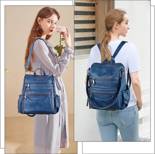 Miniatura 34 de Bolsos mochila monedero de piel sintética para mujer, bolsas con zíper, mochilas de hombro casuales