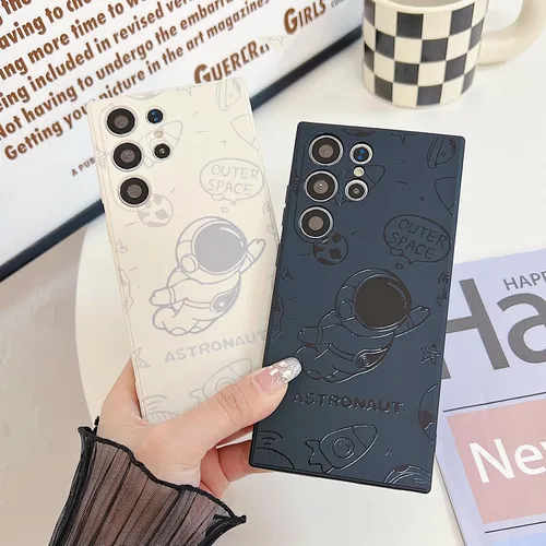 Miniatura 5 de Yonds Queen Funda ultra linda para Samsung Galaxy S22, diseño de astronauta de dibujos animados, diseño de cohete espacial, cubierta de parachoques