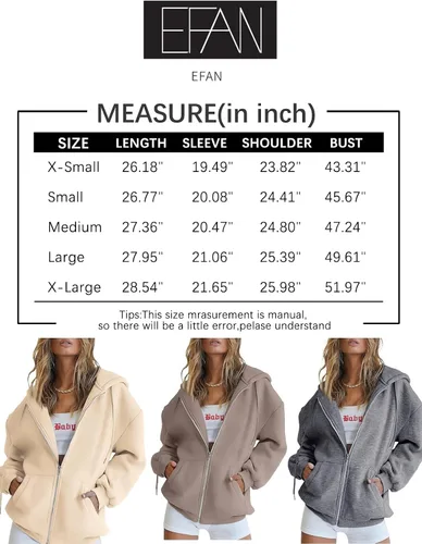 Miniatura 6 de EFAN lindas sudaderas con capucha para chica adolescente, chaqueta extragrande para el otoño, informales estilo año 2000 (Y2K), con cordón