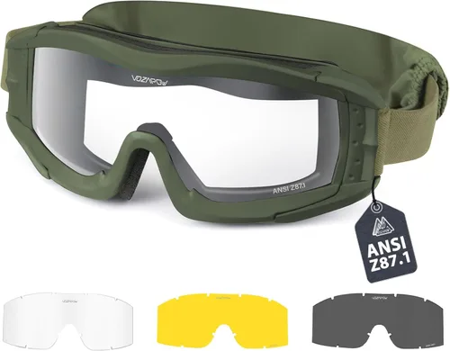 Airsoft - Gafas de seguridad antivaho con certificación ANSI Z87.1, resistentes a los impactos, gafas de tiro tácticas Lente de una sola capa A3