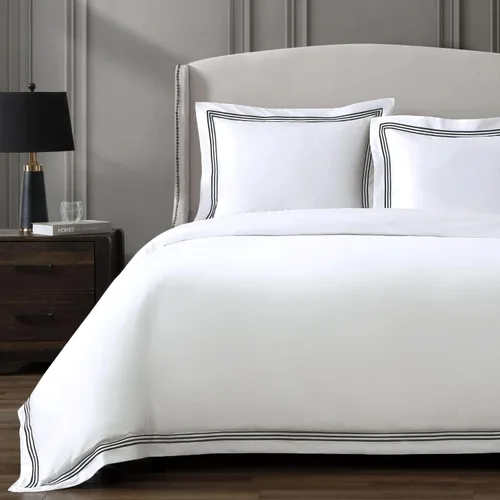 Miniatura 10 de Pure Parima Triple Luxe Sateen Hotel Collection - Juego de funda de edredón 100% algodón egipcio certificado, bordado Baratta, matrimonial/Queen