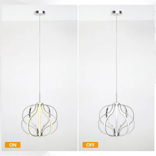 Miniatura 8 de Tangkula Candelabro LED moderno, lámpara colgante regulable con altura ajustable, lámpara de techo para dormitorio, sala de estar y comedor, LED