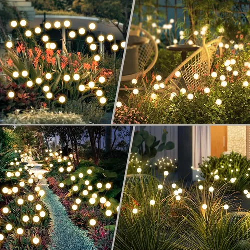 Miniatura 5 de Luces solares impermeables para exteriores, 2 paquetes de 16 LED, jardín solar, patio, decoración de jardín, decoración de patio, luciérnaga al aire