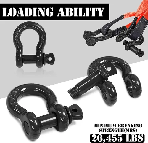 Miniatura 3 de Grillete de anillo en D de 1/2 pulgada con pasador de tornillo de 5/8 pulgadas, límite de carga de trabajo 2T (WLL) / 12T (26,455 libras)
