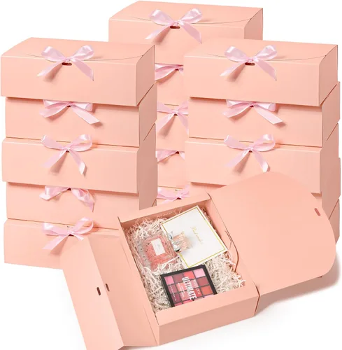 Miniatura 11 de Kucoele 15 cajas de regalo con tapas, 10.6 x 7.8 x 3.1 pulgadas, cajas de regalo de dama de honor, cajas negras de propuesta con cintas para bodas