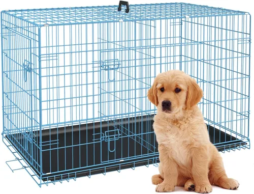 Miniatura 16 de BestPet Jaula para perros 18 pulgadas Negro Perrera de metal plegable con puertas individuales, pestillos seguros de perno deslizante