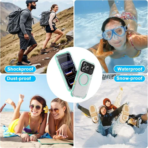 Miniatura 7 de Funda para teléfono impermeable Compatible con iPhone 17 Pro, funda de cuerpo completo IP68 impermeable a prueba de golpes y polvo con protector
