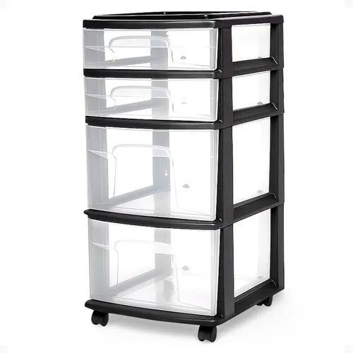 HOMZ Torre de Cajones, Carrito Organizador de Almacenamiento de 4 Niveles de Plástico Transparente, Marco Negro - Cajones Rodantes Multiusos con