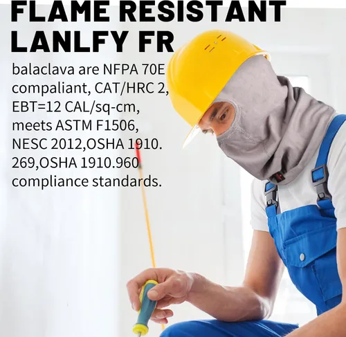 Miniatura 2 de FR Pasamontañas de soldadura 100% algodón máscara de cara completa HRC2 protector de cuello arco flash cabeza cubierta