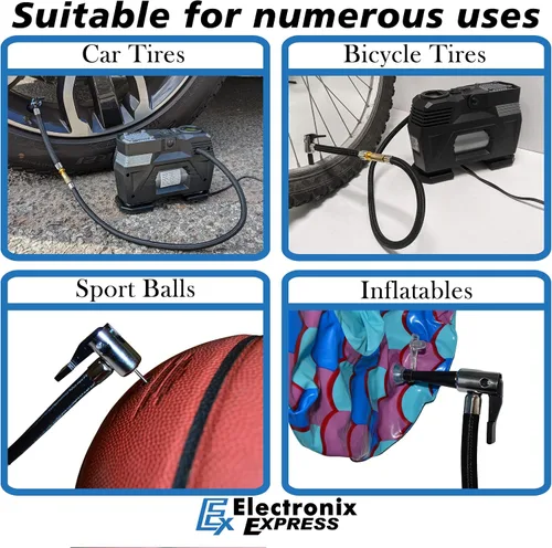 Miniatura 5 de Inflador de neumáticos portátil de 100 PSI Compresor de aire digital para neumáticos, bicicletas, bolas e inflables - Se conecta a la salida