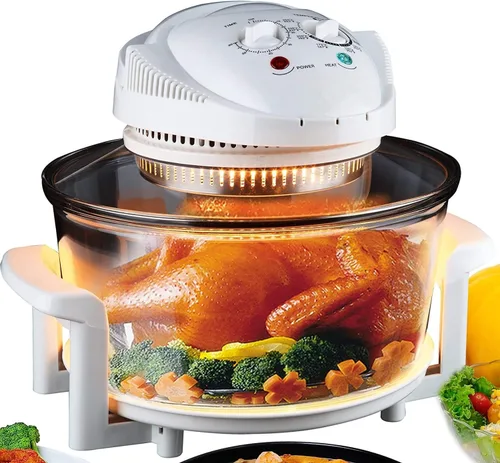 Freidora de aire eléctrica, horno de convección turbo, vaporizador de horno, halógeno, ideal para papas fritas y patatas fritas