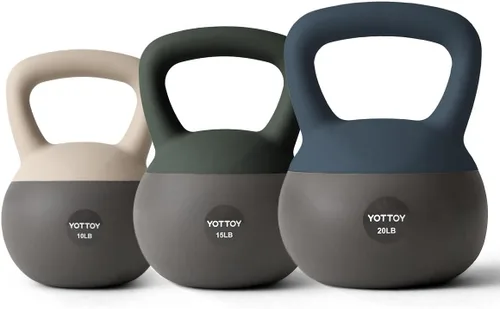 YOTTOY Pesa rusa suave, juego para entrenamiento de fuerza y entrenamientos en casa, base acolchada de lados suaves, mango ancho, ideal para