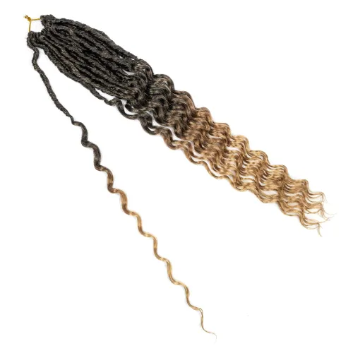 Miniatura 7 de Cabello de Ganchillo Goddess Locs de 14 Pulgadas 8 Paquetes Nuevos Faux Locs Suaves Trenzas de Ganchillo Ondas Profundas Extensiones de Cabello T27.