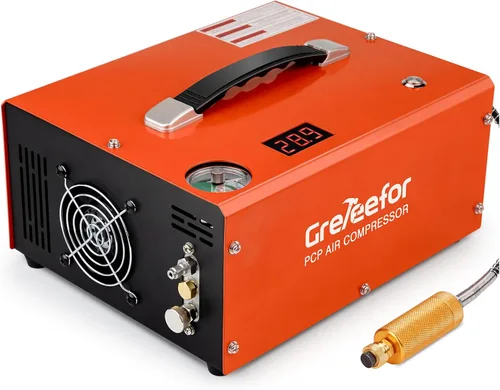 Compresor de aire PCP 4500PSI/30MPA, bomba de llenado rápido sin aceite de 350W con apagado automático, alimentación dual 12V DC y 110V/220V AC,