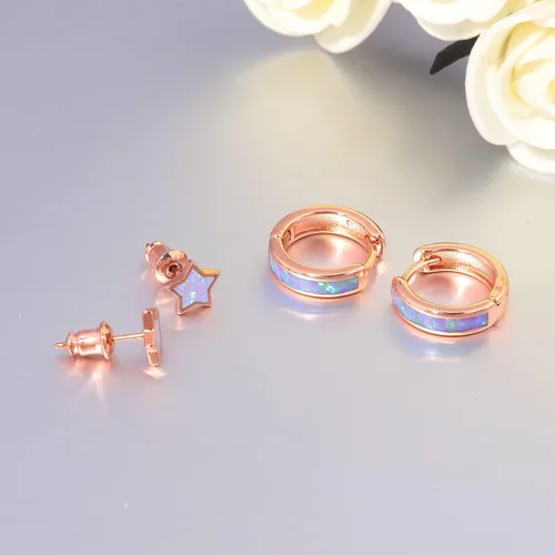Miniatura 227 de CiNily Aretes Huggie de ópalo con bisagras, chapados en oro, hipoalergénicos, pequeños aretes de aro para mujeres, adolescentes, niñas, hombres