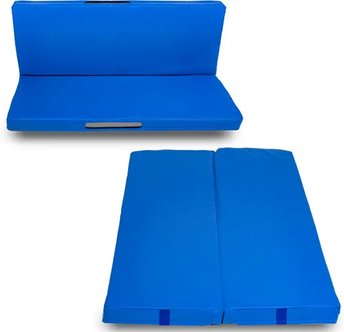 Foamma Colchoneta de gimnasia – 4 pulgadas x 2 pies x 6 pies, almohadilla de aterrizaje plegable azul para niños y adultos, de alta densidad e