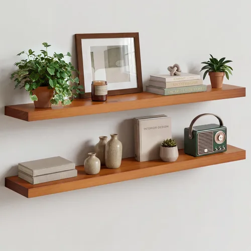 Miniatura 74 de Homeforia Estante flotante blanco de 48 pulgadas, estantes flotantes de madera maciza de alta gama de 48 pulgadas de largo para montaje en pared