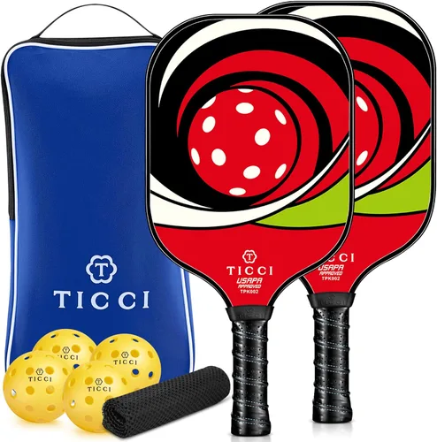 Miniatura 9 de TICCI - Pala de pickleball aprobada por USAPA, juego de 2 palas de grafito prémium con 4 bolas de pickleball, 1 bolsa de malla y 1 bolsa de Vórtice 3