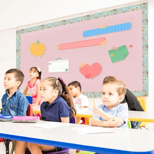 Miniatura 5 de Outus Tablero de anuncios magnético de 68.9 pies, borde magnético de pizarra blanca para aula, tiras enrollables, pizarras de tiza para pared
