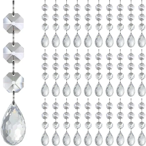 Miniatura 11 de Jishi 30 piezas de adornos de copo de nieve de cristal para decoración de árbol de Navidad, adornos de copo de nieve de acrílico transparente