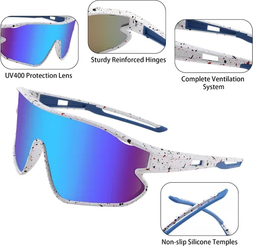 Miniatura 4 de FEISEDY Gafas de sol unisex para jóvenes, gafas de sol de béisbol y tenis, UV400 deportivas para niños y niñas, pantallas de ciclismo B4064