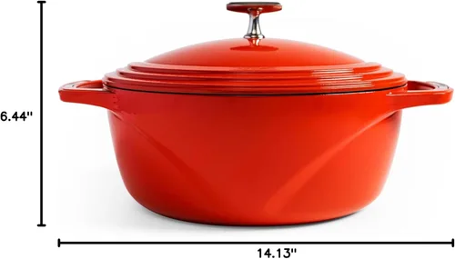 Miniatura 9 de Lodge USA Enamel - Horno Holandés de Hierro Fundido Esmaltado de 4.5 Qt - Utensilios de Cocina de Hierro Fundido - Olla Holandesa con Tapa