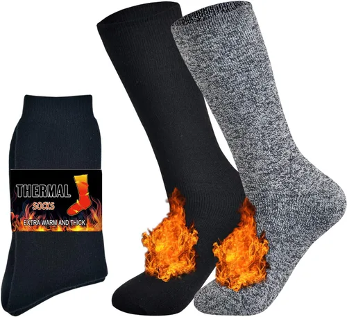 JORMATT Calcetines térmicos gruesos para hombre, con aislamiento térmico, para invierno, clima frío, 2 pares