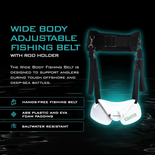 Miniatura 2 de GAFFER SPORTFISHING Cinturón de pesca de cuerpo ancho - cardanes ABS con pasador de bloqueo de acero inoxidable, acolchado de espuma EVA Negro - 28