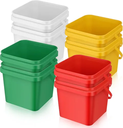 Miniatura 8 de Mifoci 4 cubos de plástico cuadrados de 5 cuartos de galón, cubo de limpieza, cubo pequeño con asa para limpieza de la casa, almacenamiento