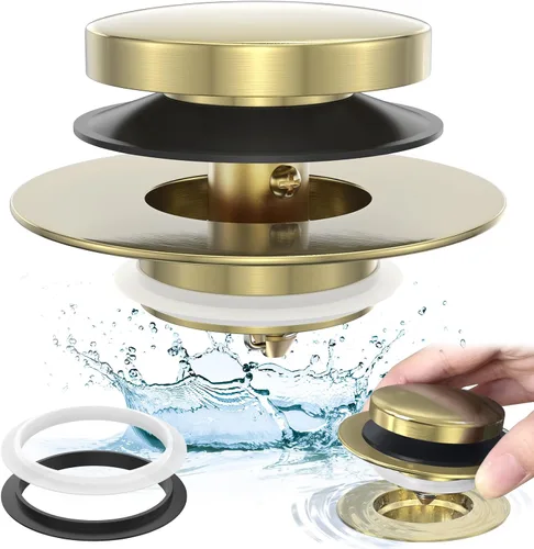 Tapón de bañera de punta mejorada de oro cepillado, tapón universal de drenaje de bañera desplegable, tapones de drenaje de bañera de baño,