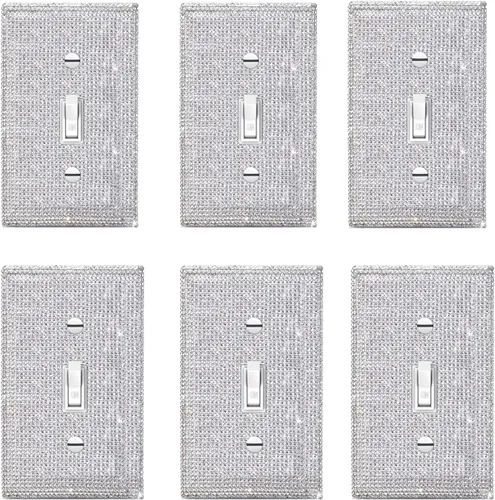 Miniatura 8 de 1 PC Cubierta de placa de pared con diamantes de imitación brillantes en plata, cubre interruptores eléctricos, cubierta decorativa para interruptor