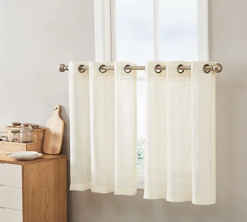 Miniatura 34 de HLC.ME - Cortinas de lino sintético con textura semitransparentes que mantienen la privacidad y filtran la luz, con ojales, cortas y de tela delgada