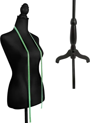 Miniatura 9 de Maniquí femenino con forma de torso y con trípode ajustable, color negro, para mostrar ropa o joyería PetGirl