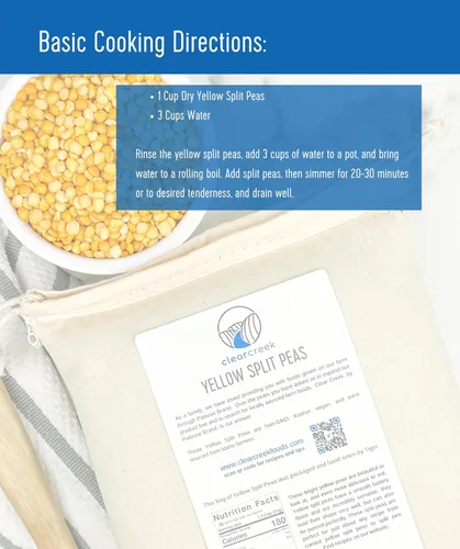 Miniatura 3 de CLEAR CREEK Guisantes amarillos partidos certificados sin residuos de glifosato 1 libra Sin OMG Kosher Vegano